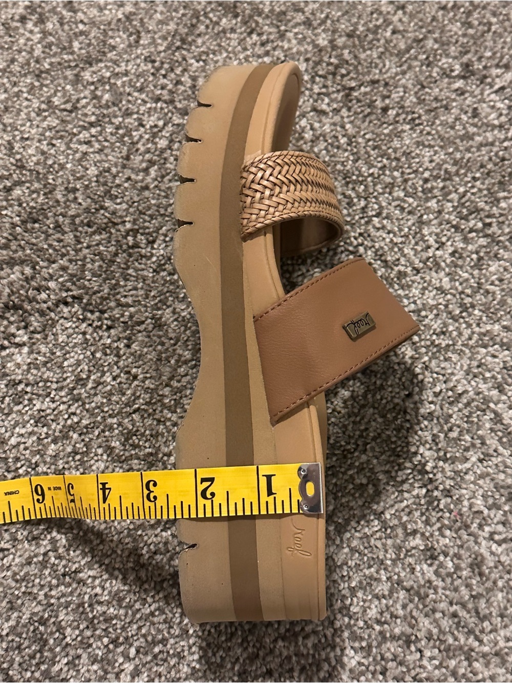 Reef Women’s Brown Woven Platform Slide Sandals - Picture 12 of 13